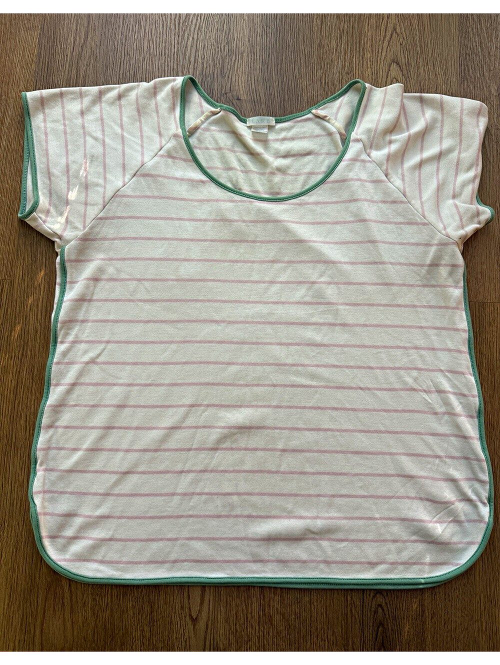 LAKE Pajamas Women’s Medium Pink Stripe Short Sleeve Lounge Sleep Top